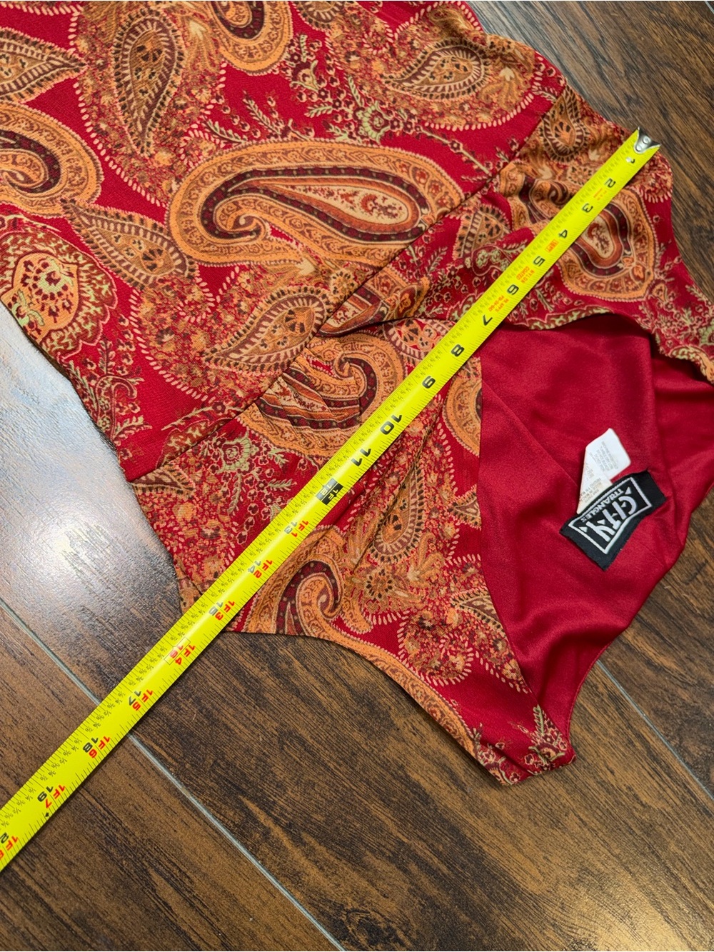 City Triangles Red and Gold Paisley Asymmetrical Maxi Dress - Picture 4 of 7